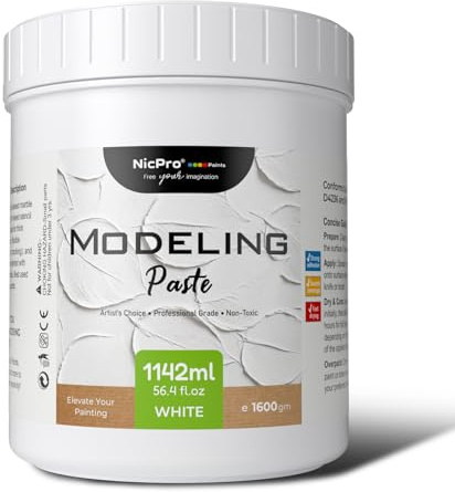 Nicpro Modeling Paste 1142 ml / 56.4 oz for Acrylic Painting, High Density Acrylic Medium for Texture Art and Thickness, Structural Molding Texture Paste for Canvas Paint, Art Projects, DIY, 3D Effect