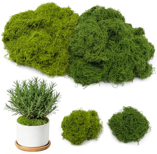Nureeca Kunstmoos 200g Set 100g Dunkelgruen und 100g Hellgruen Kunstmoos zum Dekorieren Fuer Deko Modellbau und Basteln