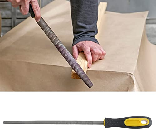 RASTKY Escofina Redonda de Acero para Proyectos de Cuero Metálico, Herramienta de Afilado de para Talleres, Ergonómico, Tamaño de 10 Pulgadas para Garajes (Lima redonda de dientes gruesos de 10