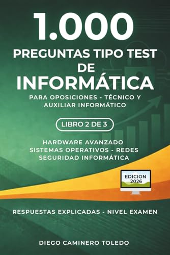 1.000 Preguntas Tipo Test de Informática – Volumen 2: Para oposiciones – Técnico y Auxiliar Informático