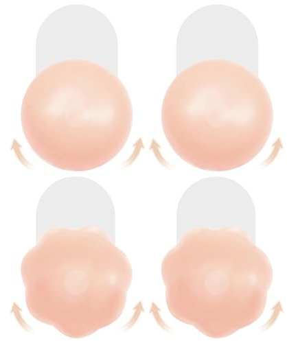 2 Pares Sujetador Invisible Adhesivo Push Up, Pezoneras Silicona Reutilizables para Vestido Sin Espalda y Traje de Baño, Elevación Segura y Cómoda,Adecuado para Copas A-C