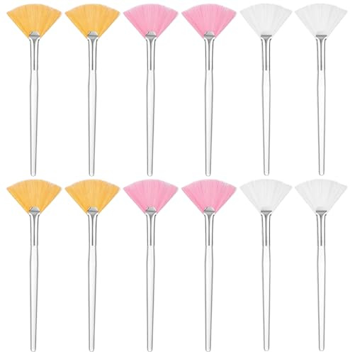 12 Piezas Cepillos de Máscara de Abanico, Brocha para Mascarilla, Cepillos Aplicadores Facialesl, para Crema de Mascarilla de Barro
