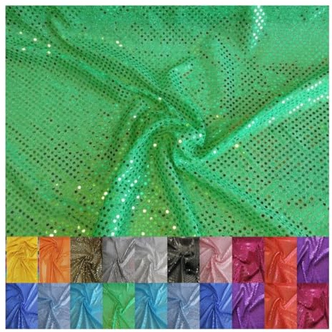 Fabrics-City grün Paillettenstoff kleine Pailletten Stoff Meterware Faschingsstoff sparkling Paillettes Metall Lurex Stoffe nähen basteln Kostüm Zubehör Damen Herren Kinder Festmode Party, 2418