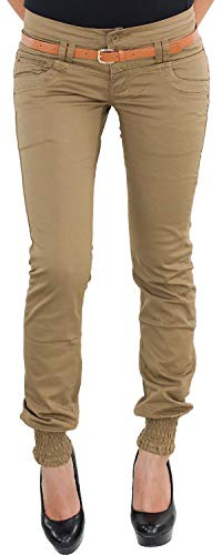 Sotala Damen Jeans Hüfthose Damenjeans Hüftjeans Röhrenjeans Röhrenhose Röhre Stretch Skinny Slim Fit Hose mit Gürtel DQ987-15 L/40