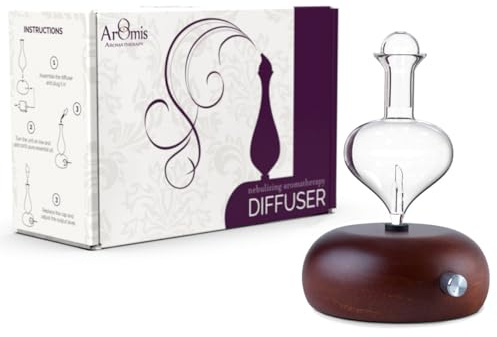 ArOmis Premium Glass Essential Oils Nebulizer - Waterless Diffuser for Aromatherapy - Handmade Oil Diffuser, Wooden Base, No Plastic, No Heat, No Battery, No LEDs - Orbis Nox Eros