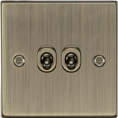 10AX 2G 2 Way Toggle Switch - Square Edge Antique Brass