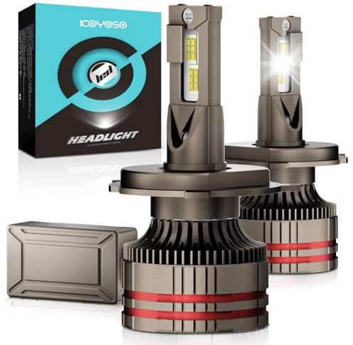 KOYOSO H4 LED Bombillas 180W 36000LM Lámpara Faro para 12V Auto, 2 Piezas | Compatible CANBUS, Luminosidad Mejorada, IP68, 360° light No Dark, 15000RPM Fan & 2 Copper Tubes Refrigeración Óptima