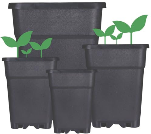 Weedness Blumentopf Kunststoff 18 Liter 30x30x32 cm Eckig Schwarz für Innen & Außen - Pflanzkübel Groß Pflanzen-Topf Pflanzgefäß Anzuchttopf Blumenkübel Balkon Garten Hoch XXL