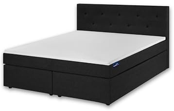 Traumnacht Cama boxspring con colchón de muelles ensacados de 7 zonas (H2) y topper de espuma confort, fácil montaje, fabricada según estándar de calidad alemán, 180 x 200 cm, antracita