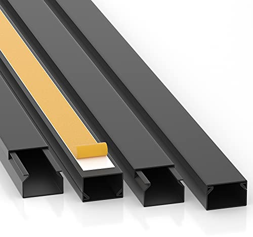 CILSON Canales de cable de 10 m, 2,5 x 1,6 x 100 cm, 10 x 1 m, autoadhesivo, negro, con cinta adhesiva de espuma, lista para el montaje, cubierta de cables
