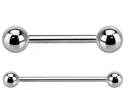 WARRIOR Piercing lengua barra estéril Barbell fabricada en acero quirúrgico 316L 14G(1,6 mm) con dos bolas 5mm de largo 16 mm PLS-001(16)
