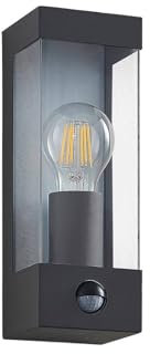 Lindby Wandleuchte außen Tilian mit Bewegungsmelder (spritzwassergeschützt (Modern) in Alu aus Edelstahl (1 flammig, E27) - Wandlampe für Außenwand/Hauswand Haus Terrasse und Balkon