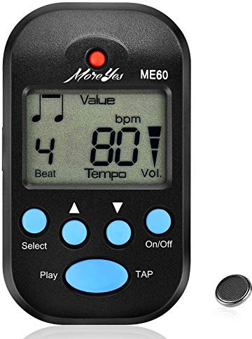 MOREYES Mini Metronom Digital mit Lautsprecher Multifunktional für Saxophon Klavier Gitarre Violine Flöte Drum (schwarz)