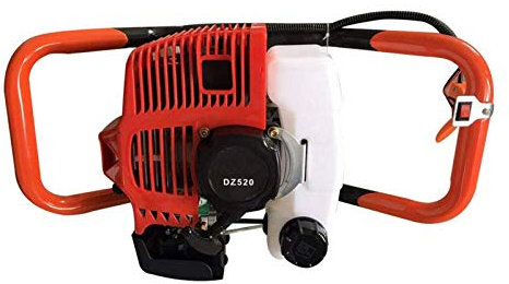 Perceuse de trou de poteau de tarière de profession, 2.3HP 52cc Essence foreuse de terre Foreuse au sol Foreuse de poteau de clôture avec forets de 4 6 8 pour perceuse de trou de poteau Plantation