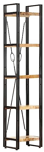 vidaXL Mangoholz Massiv Bücherregal 5 Fächer Industriestil Standregal Büroregal Wandregal Lagerregal Regal Haushaltsregal 40x30x180cm