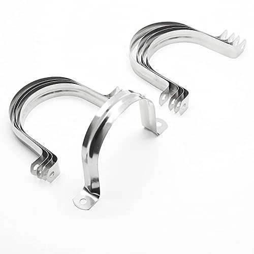 Jersvimc 10 abrazaderas de conducto grandes de acero inoxidable de 3 pulgadas, correa de dos agujeros, soporte en U, correa de tubo rígida, abrazadera de metal en U, correa de conducto, clips de