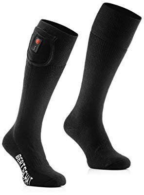 BERTSCHAT Long Edition Pro, calzini riscaldati per uomini e donne, con batterie ricaricabili, per escursionismo, ciclismo, sci, motociclismo, Nero , L