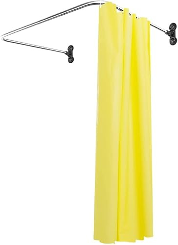 Hershii Duschvorhangstangen U-förmige Vorhangschiene Dusche Badewannenstange Eckgardinenstange Ohne Bohren Gebogene Duschstange Saugnapf montiert,Rostfreier Stahl, Schwarz, 98x102x98cm