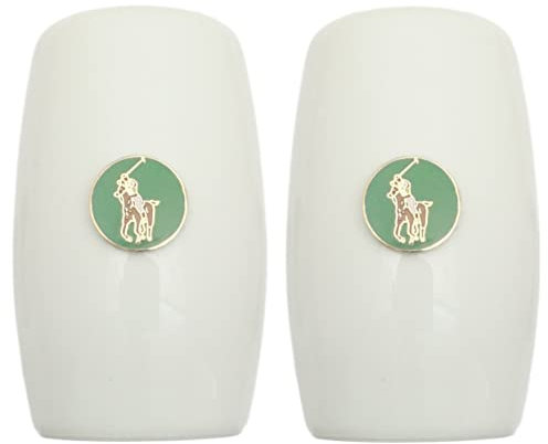 Polo Green Enamel China Salt and Pepper Shakers Cruet Set Modern White CSP 286
