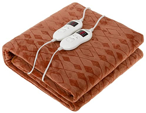 CAMRY CR7436 Elektrische Doppelbetten, 150 x 160 cm, 8 Temperaturstufen, LED-Anzeige, Timer, waschbar, Fleece-Futter, Braun, 120 W