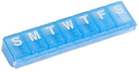 EZY DOSE Weekly (7-Day) Pill Planner, Medicine Case, Vitamin Organizer Box, Large Locking Compartments to Secure Prescription Medication and Prevent Accidental Spilling, Blue