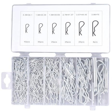 Agatige klappsplinte sortiment, sicherungssplint, federsplinte sortiment, 150-teiliges Splint-Sortiment, 6 Größen R-Clips für Kupplungsbolzen-Verschlusssysteme, Autos Wohnmobile Gartengeräte