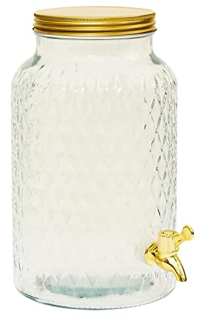 THE REPLICANT Distributeur de Boisson/Fontaine de 6L en Verre Design Diamant avec Couvercle et Robinet Verseur