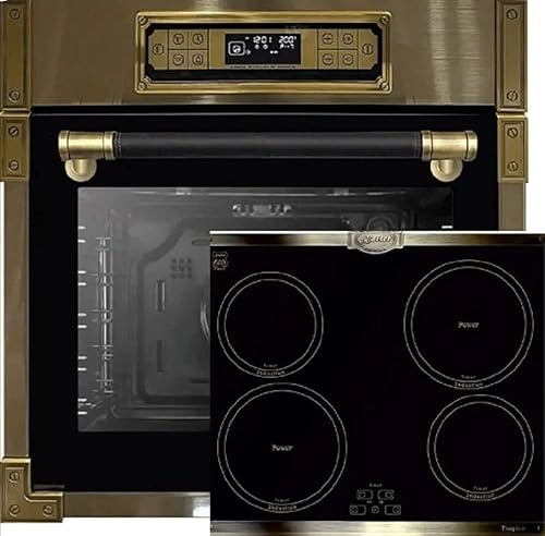Kaiser Set EH 6726 AD + KCT 6395 IEm, Retro four encastrable 80L, Ensemble four électrique + Exclusif table de cuisson à induction 60 cm, Quick Heat, plaque métallique bronze