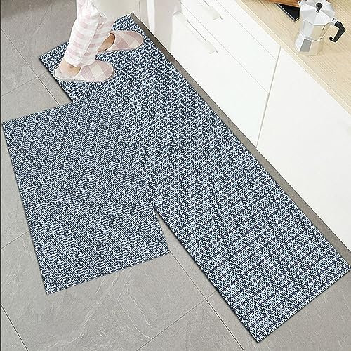 Küchenläufer Küchenmatte 2 Stück 45x70cm+45x120cm,Sterne, asiatische spirituelle Formen mit Achtecken und Quadraten maro,Rutschfest Pflegeleicht, Anti-Müdigkeit Küchenteppich Teppich Läufer für Küche