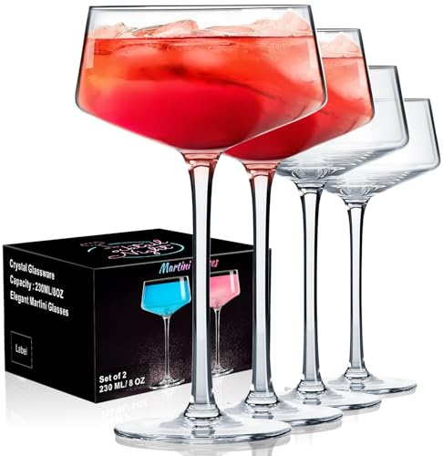 PARACITY Juego de 4 vasos de martín de 240 ml soplados a mano sin plomo
