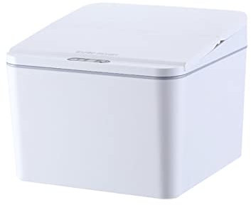 Mokernali Mini Poubelle De Comptoir sans Contact, Petite Poubelle Automatique, Corbeille électrique avec Couvercle pour Bureau, Table De Chevet, Bar à Café(Blanc)