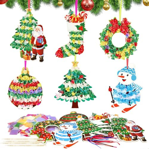 MONCAP 12-teiliges Bastelset für Weihnachten, für Kinder, Bastelset, Dekoration, Poke Art, DIY, kreatives Spielzeug, Weihnachten, Winter, Mädchen, Jungen