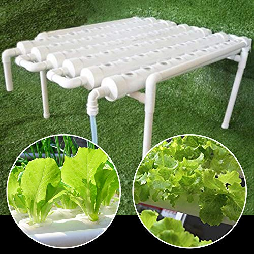 SuhoFutus Hydroponic System, 54-Loch Hydroponik Pflanzen Anzuchtsystem Ohne Erde - Stehendes Gestell für Kräutergarten Indoor - Hydroponic Tower Kit mit Wasserpumpe und Schlauch, 102 * 62 * 35cm