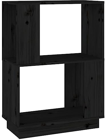 Bücherregal Standregal freistehendes Büroregal Aktenregal Aufbewahrungsregal Raumteiler Lagerregal für Wohnzimmer, Schwarz 51x25x70 cm Massivholz Kiefer