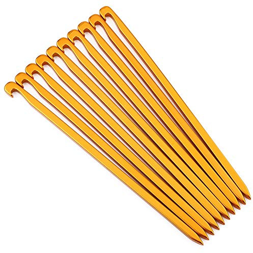 Tenda da campeggio in alluminio resistente, Big Agnes, picchetti per tende da campeggio, paletti per tende da campeggio, borsa per chiodi da terra, tenda da sole, paletti per (Oro)