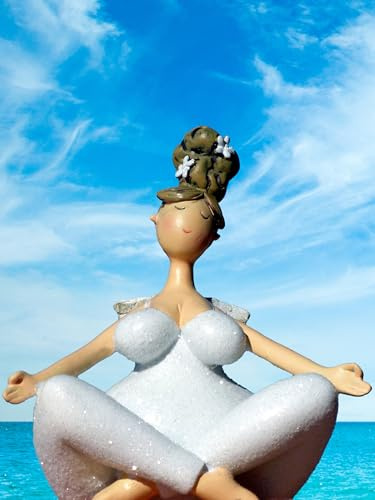 Pommerntraum ® | Yogaengel Yogafigur Dekofigur Dicker Schutzengel Engel Rubensengel Rubensfigur Nana Mollyengel beim Yoga Pilates (Yoga-Engel)