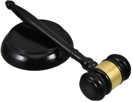 DIYEAH Marteau de Vente aux Enchères en Bois Massif 20 Cm Portatif Marteau de Juge de Tribunal pour Enchères Professionnelle et Usage Judiciaire