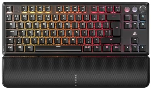 CORSAIR K70 PRO TKL RGB Teclado para Juegos con Cable Magnético-Mecánico – Interruptores Ajustables MGX Hyperdrive Pre-Lubricados, SOCD y Disparo Rápido Simultáneos, 8.000 Hz, QWERTY – Negro