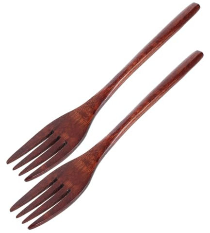 PartyKindom 2piezas Tenedores De Madera Para Ensaladas Para y Servir Tenedores De Cocina Postres y Aperitivos
