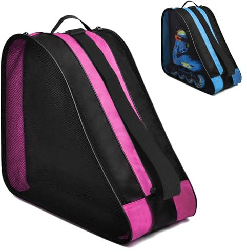 TUZHE Rollschuh Tasche für Kinder und Erwachsene - Schlittschuhtasche mit Inliner-Funktion - Skatertasche für Rollschuhe und Eislaufschuhe (Rosarot)
