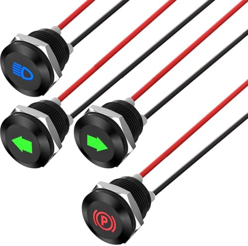 RUNCCI-YUN 4pcs 1/2(12mm) 12V 24V Waterproof LED Metal Indicator Light,LED Warning Light Panel Mount Indicator Power Indicator Dash Light, for Car Truck Boat