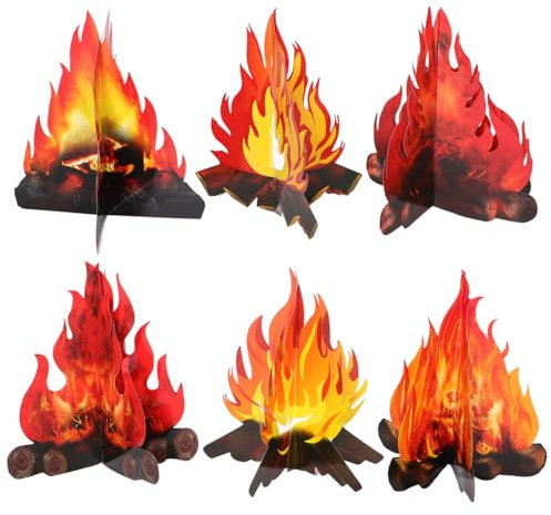 MAGICLULU Dekorative Lagerfeuer Flamme Feuerstelle Künstliche Lagerfeuer Flamme 6 Stücke Miniatur Feuer Landschaftsbau Requisiten