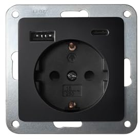 UNITEC USB Steckdose Typ A/C Monaco, 230 V AC, 50 Hz, anthrazit, 1 Stück