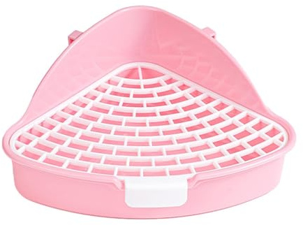 Bac À Litière pour Lapin, Petit Animal Toilette Triangulaire, Bac À Litière pour Lapin avec Grille Pot Triangle Entraîneur De Pot en Cage, Réutilisable Et Amovible