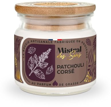 Bougie Parfumée Artisanale Patchouli corsé 40 heures 150ml | Mistral des Sens