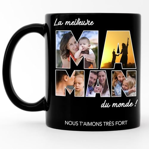 Kiddle-Design Tasse personnalisée avec photo, cadeau d'anniversaire, cadeau de fête des pères, tasse photo avec votre propre image, tasse de fête des pères « Bester Papa » - Noir