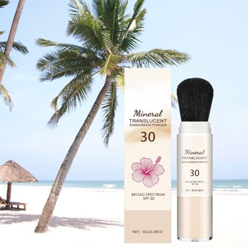 Scalp Sunscreen,Hawaiian Powder Sunscreen,Scalp SPF Powders,Mineral Powder Sunscreens Brush,SPF 30 Mineral Suncream for Face,Makeup Touch-Up,Oil-Control & Sunscree/n,Suitable for All Skin