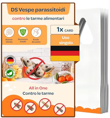 DOLCI SOGNI Vespe parassite Contro tarme Alimentari – 1 Trappola & Repellente per tarme – Senza Chimica, Efficace, Alternativa Naturale alla Trappola per tarme in Cibo & Cucina