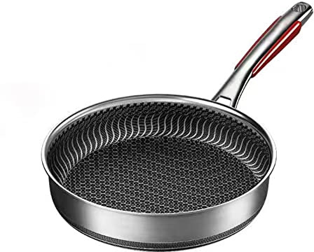QUSYZD Sartén 1 Pieza Sartén 28cm Sartén Antiadherente de Cocina Sartén de Acero Inoxidable Wok Antiadherente Sartén eléctrica,