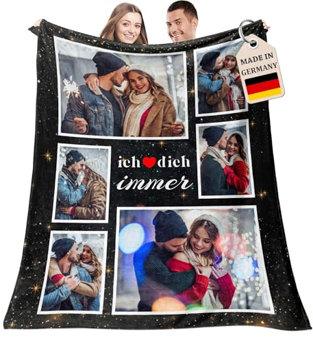 Easycosy personalisierte Decke mit Foto,Made in Germany für Frauen Freundin | Fotodecke mit eigenem Photo Blanket Kuscheldecke decke selber gestalten, Geschenke für Mama Frauen zu Geburtstag Weihnachten